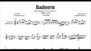 Badinerie J S Bach Sheet Music for Alto Saxophone Baritone A minor [upl. by Anyrb]