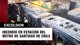 Se incendió una estación de metro en Santiago de Chile [upl. by Borszcz952]