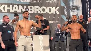 Amir Khan v Kell Brook FACE OFF at WEIGH IN [upl. by Campbell202]