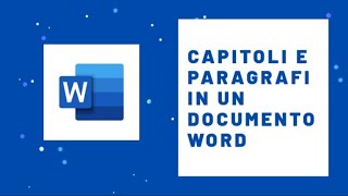 COME DIVIDERE UN DOCUMENTO WORD IN CAPITOLI [upl. by Ecitnirp]