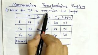 Lec28 Maximization Transportation Problem  In Hindi  Operation Research [upl. by Rech]