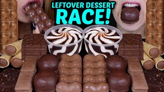 ASMR LEFTOVER DESSERT RACE BUBBLY CHOCOLATE BAR MINI DOVE ICE CREAM SWIRL SUNDAE MARSHMALLOWS 먹방 [upl. by Hselin]