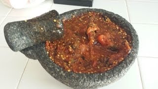 How to make salsa in a molcajete [upl. by Dlabihcra]