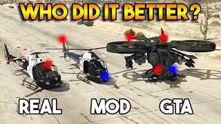 GTA 5 VS REAL VS MOD  POLICE HELICOPTER WHO DID IT BETTER [upl. by Adrian184]