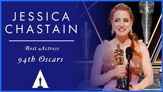 Jessica Chastain Wins Best Actress for The Eyes of Tammy Faye  94th Oscars [upl. by Hatokad]