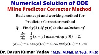 Milne Predictor Corrector Method Numerical solution of ODEPart21 barunmaths [upl. by Aikan]