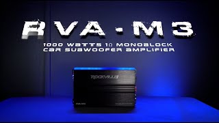 The Rockville RVAM3 1000w RMS  1 Ohm Amplifier Monoblock Car Amplifier  Bass Remote Knob DEMO [upl. by Misha]