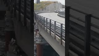 Atlantic Ocean Road viewing Storseisundet Bridge from Myrbærholmen fishing Bridge [upl. by Westbrooke]