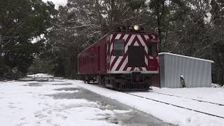 Diesel Electric Rail Motor in the Snow at Daylesford Spa Country Railway [upl. by Ahnavas103]