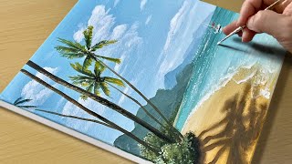 Easy Way to Paint a Paradise Beach  Acrylic Painting for Beginners [upl. by Narol]