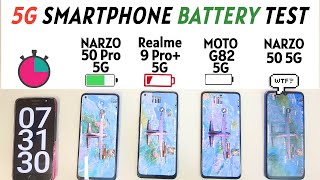 Narzo 50 5G vs Narzo 50 Pro 5G vs Realme 9 Pro vs Moto G82 5G  Battery Drain Test [upl. by Terryl]