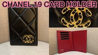 What fits inside the NEW CHANEL 19 CARD HOLDER See up close and size [upl. by Lleinnad744]