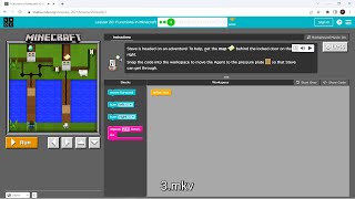 L203 Codeorg  Express2021  Lesson 20 Functions in Minecraft  level 3 [upl. by Garrik]