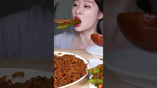 ASMR Mukbang spicy chilli kimchi amp black bean noodles [upl. by Sauncho962]