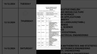 12th Standard Half Yearly Exam 2024  Time table  PDF  20242025 timetable halfyearly 12th [upl. by Ecad]