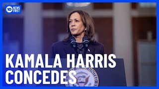 Kamala Harris Concedes Defeat In Emotional Speech As Donald Trump Celebrates Win  10 News First [upl. by Friedrich]