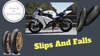 Dunlop Q3 Plus review Metzeler M7RR review  motorcycle slips in rain [upl. by Noskcaj]