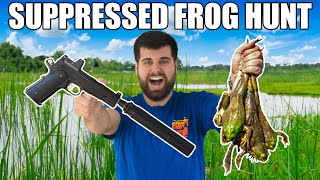 Hunting GIANT Bullfrogs in Backyard POND Catch amp Cook [upl. by Nilekcaj]