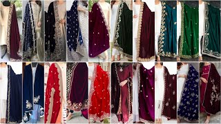 Winter Special Velvet Fabric Dupatta Design Ideas For Party Wear 2024 [upl. by Ynobe]