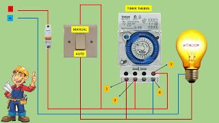 THEBEN TIMER Installation Diagram complete with MANUAL SWITCH AUTO [upl. by Gratia]