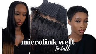 How To Detailed Microlink Weft Extensions On My Short Hair  Curls Queen [upl. by Rockwell]