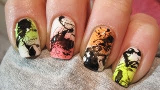 Splatter neon nails  Dmuchany wzorek neonowy  tutorial  Basevehei [upl. by Eelaroc431]