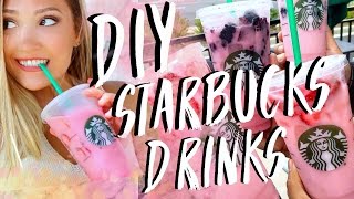 DIY Starbucks Drinks 2016 Pink Drink Caramel Espresso Granita Green Tea Frappe [upl. by Helsie244]