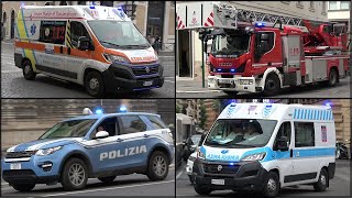 Italia  Roma Polizia Ambulanza Vigili del Fuoco  Emergency vehicles in Rome  12 [upl. by Maude]