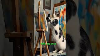 Cats Trying To Paint Is The Cutest Thing Ever catlovercatshorts catvideos  cute videos funnyvid [upl. by Ruyam]