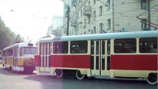 Трамваи в Москве Старые Татры Trams Tatra in NorthWest Moscow Russia [upl. by Merrill]