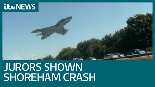 Jurors shown footage of Shoreham Airshow crash  ITV News [upl. by Epolulot]