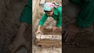 Building a stove with bricks and mudstraw mix [upl. by Ynnig498]