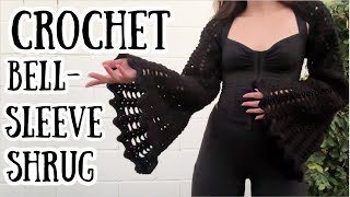 Crochet Bell Sleeve Bolero │ Crochet Bell Sleeve Shrug Tutorial [upl. by Barthold]