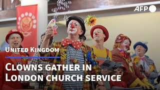 Clowns pay tribute to their grandfather Grimaldi with colourful church service in London  AFP [upl. by Beryle98]