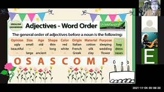 WORD ORDER ADJECTIVE OSASCOMP A1A2 [upl. by Conn]