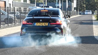 BMW M3 G80 Performance with R44 Exhaust  Accelerations and BURNOUTS [upl. by Jacobs492]