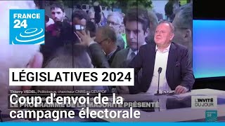 Législatives 2024  coup denvoi de la campagne électorale • FRANCE 24 [upl. by Aivad]