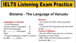 Bislama  Language of Vanuatu listening practice test 2024 with answers  IELTS Real Exam Listening [upl. by Fidela]