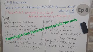 Topologie des Espaces Vectoriels Normés Ep 8  Les ensembles Fermés [upl. by Ahsinad]