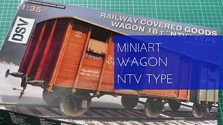 Miniart 135 Railway Wagon NTV Type 35288 Review [upl. by Eneleahs]