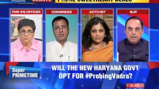 The Newshour Debate Centre for Probing Robert Vadra  Part 1 23rd Oct 2014 [upl. by Arada345]