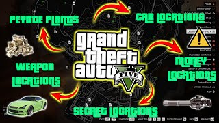 GTA 5  All New 2024 Secret Money Rare Cars Weapon Locations amp Peyote plants Story mode [upl. by Nnaihs]