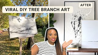 How to DIY Large Canvas Art for Your Home  Trying Viral Tree Branch Canvas Art [upl. by Laughlin420]