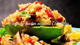 Aguacate relleno con berenjena y bacalao Coloso [upl. by Bevis]