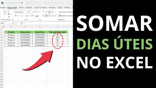 Somar Dias Úteis Excel [upl. by Ardaid]