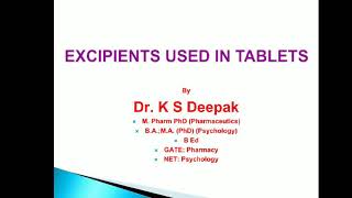 Pharmaceutical Tablets Tablet Excipients [upl. by Tom]