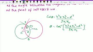 Co ordinate geometry    Angle between two intersecting circles   77 [upl. by Bowler357]