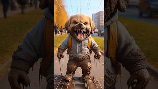 Cute puppy is angry looks like a monster 😡😨 ai dog aidog cute horror cartoon memes aiart [upl. by Evin]