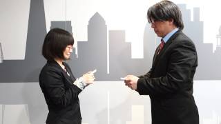 Japanese Focus Exchanging Business Cards [upl. by Ahsien]