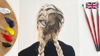 How to paint the hair easily  oil painting portrait tutorial [upl. by Lebasy]